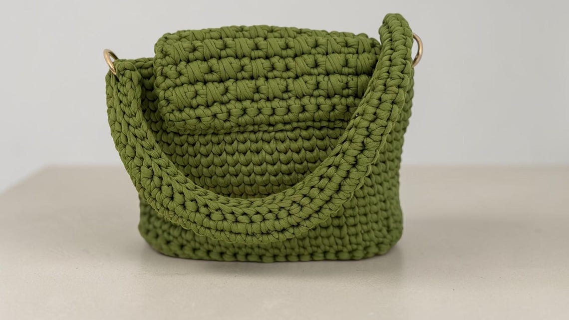 Avocado Green Flap Bag, side view