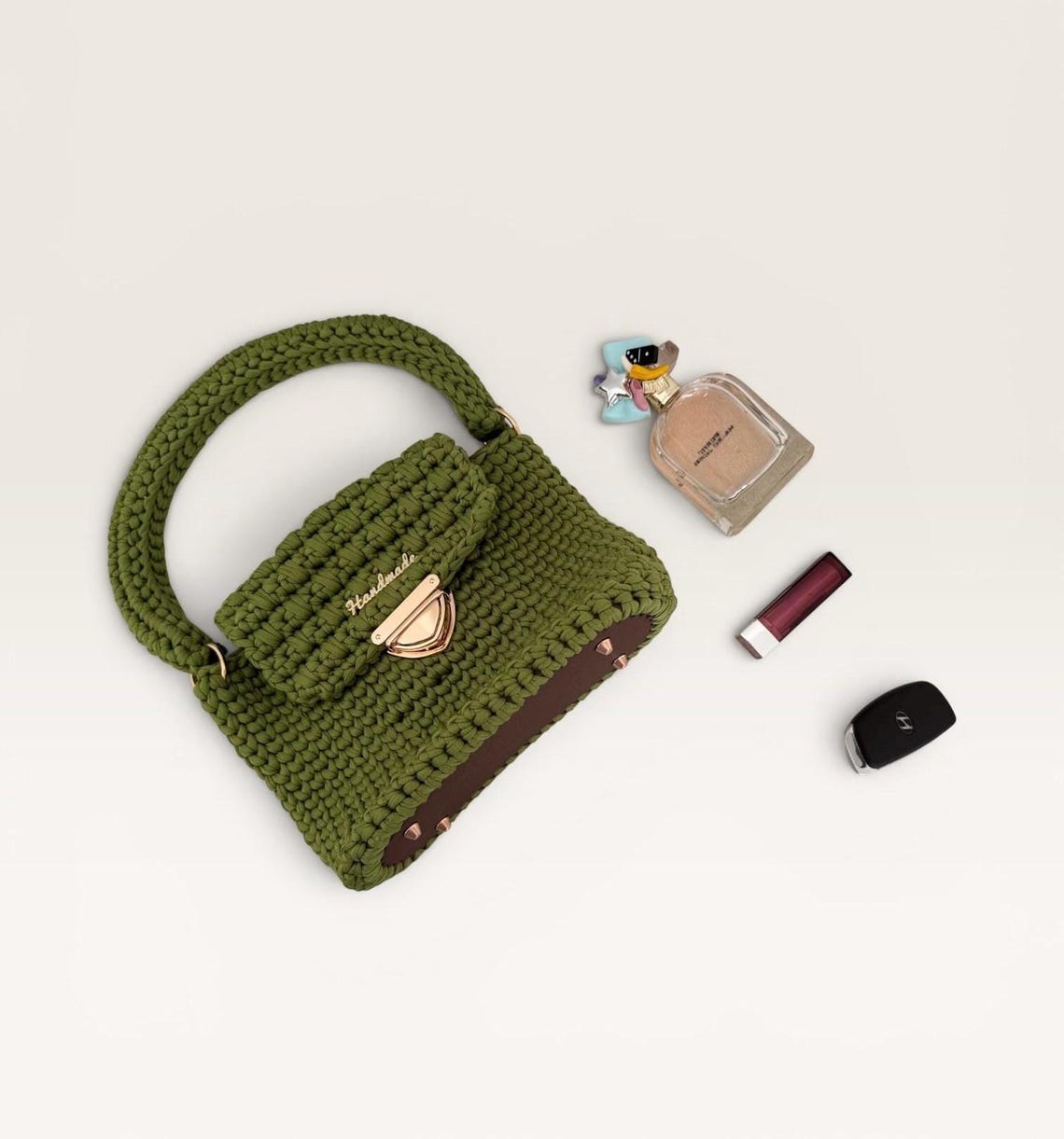 Avocado Green Flap Bag, detail view