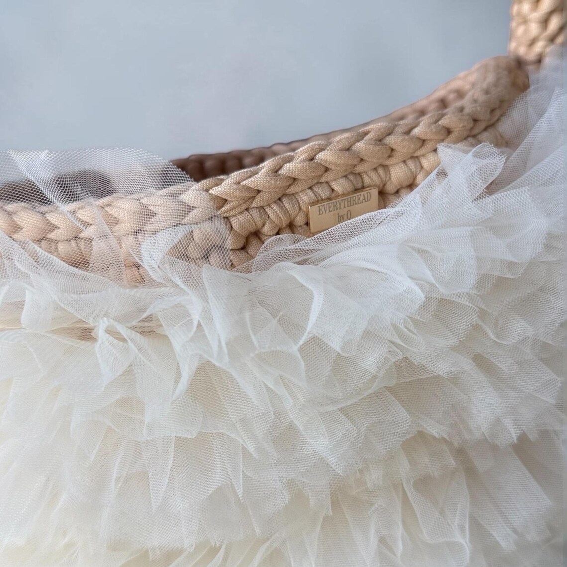 Beige Organza Shoulder Bag, detail view
