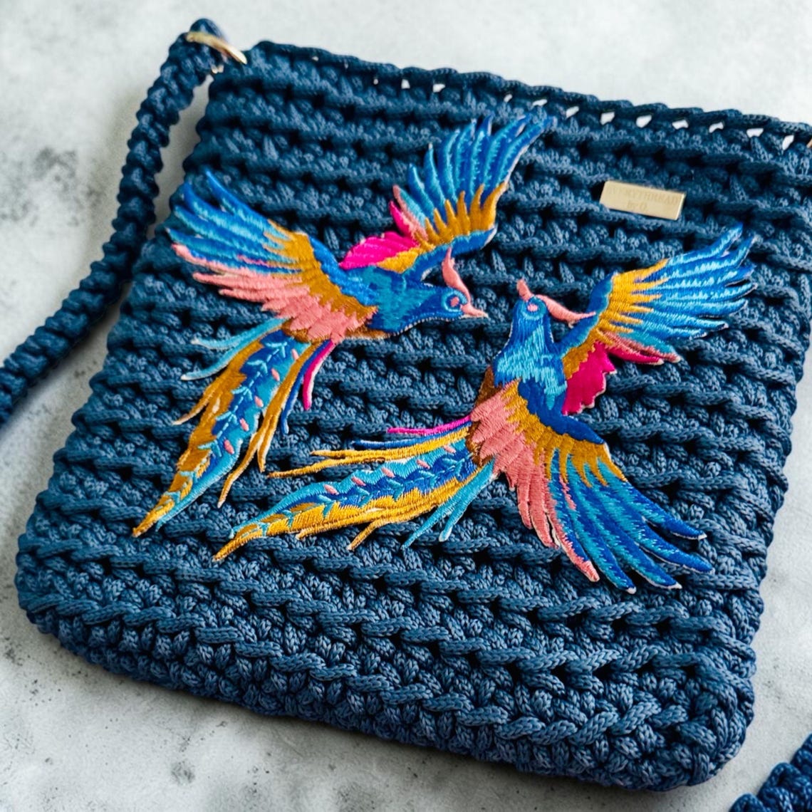 Bird Appliqué Shoulder Bag, side view