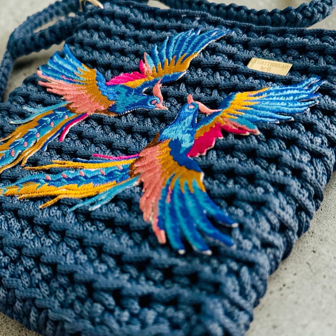 Bird Appliqué Shoulder Bag, detail view