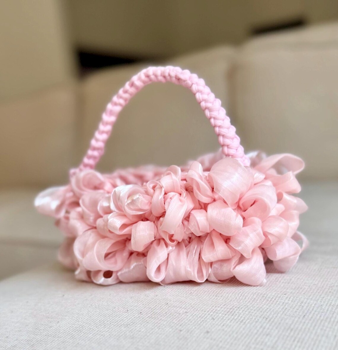 Blush Organza Mini Bag, side view