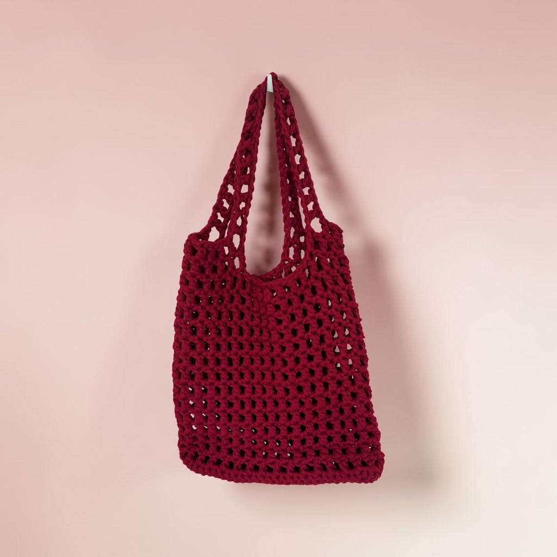 Burgundy Market Tote, side view