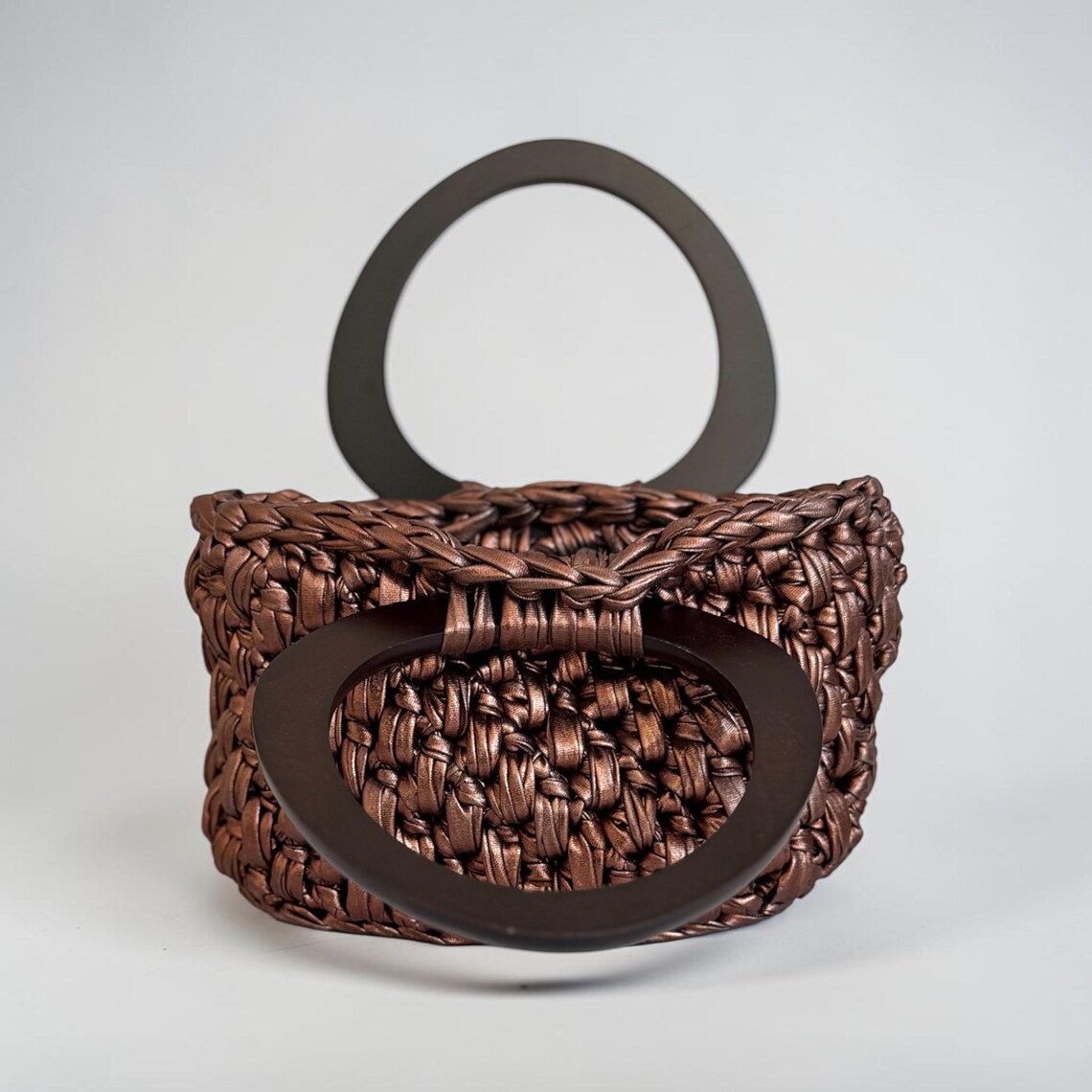 Chocolate Metallic Handbag, side view