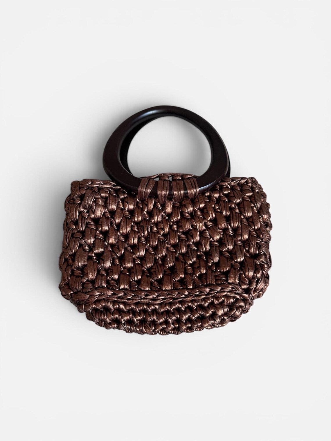 Chocolate Metallic Handbag, detail view