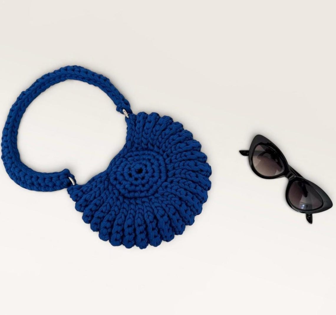 Cobalt Blue Shell Mini Bag, side view