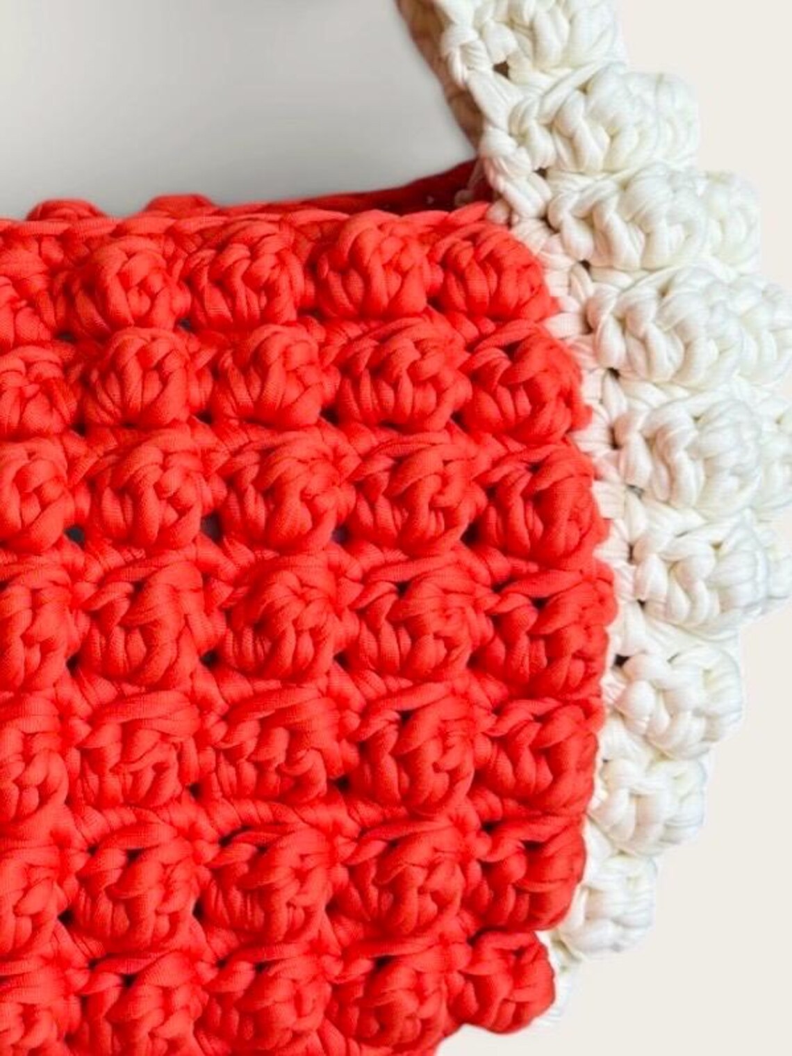Coral Bobble Stitch Handbag, side view