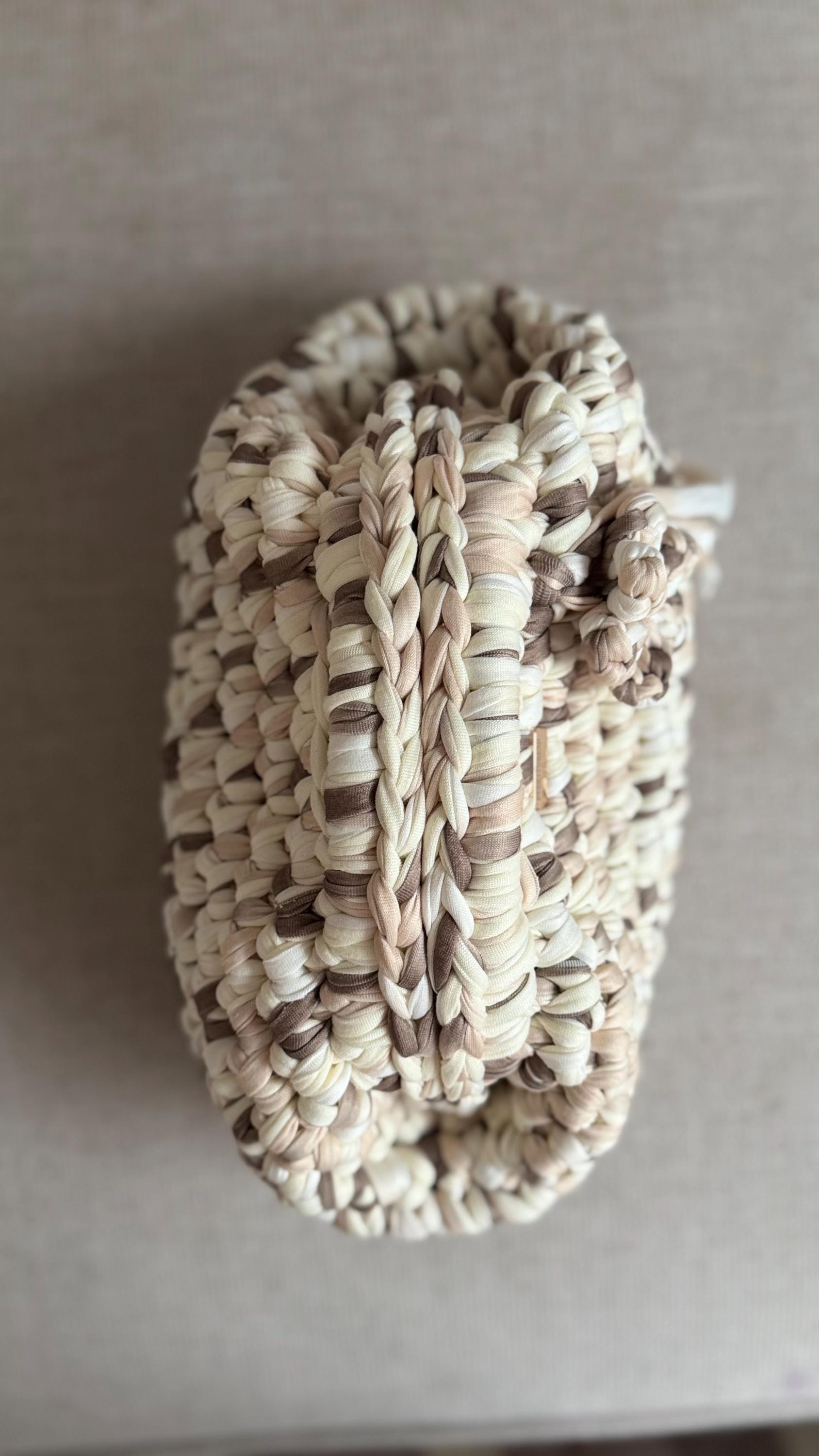 Cream & Taupe Flower Clutch, close-up of flower charm