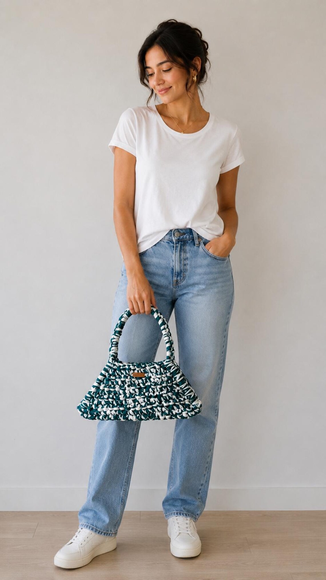 Emerald Trapezoid Tote Bag, detail view
