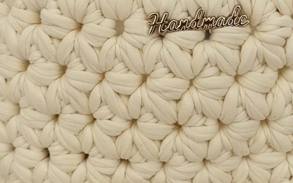 Floral Textured Cream Handbag, detail view