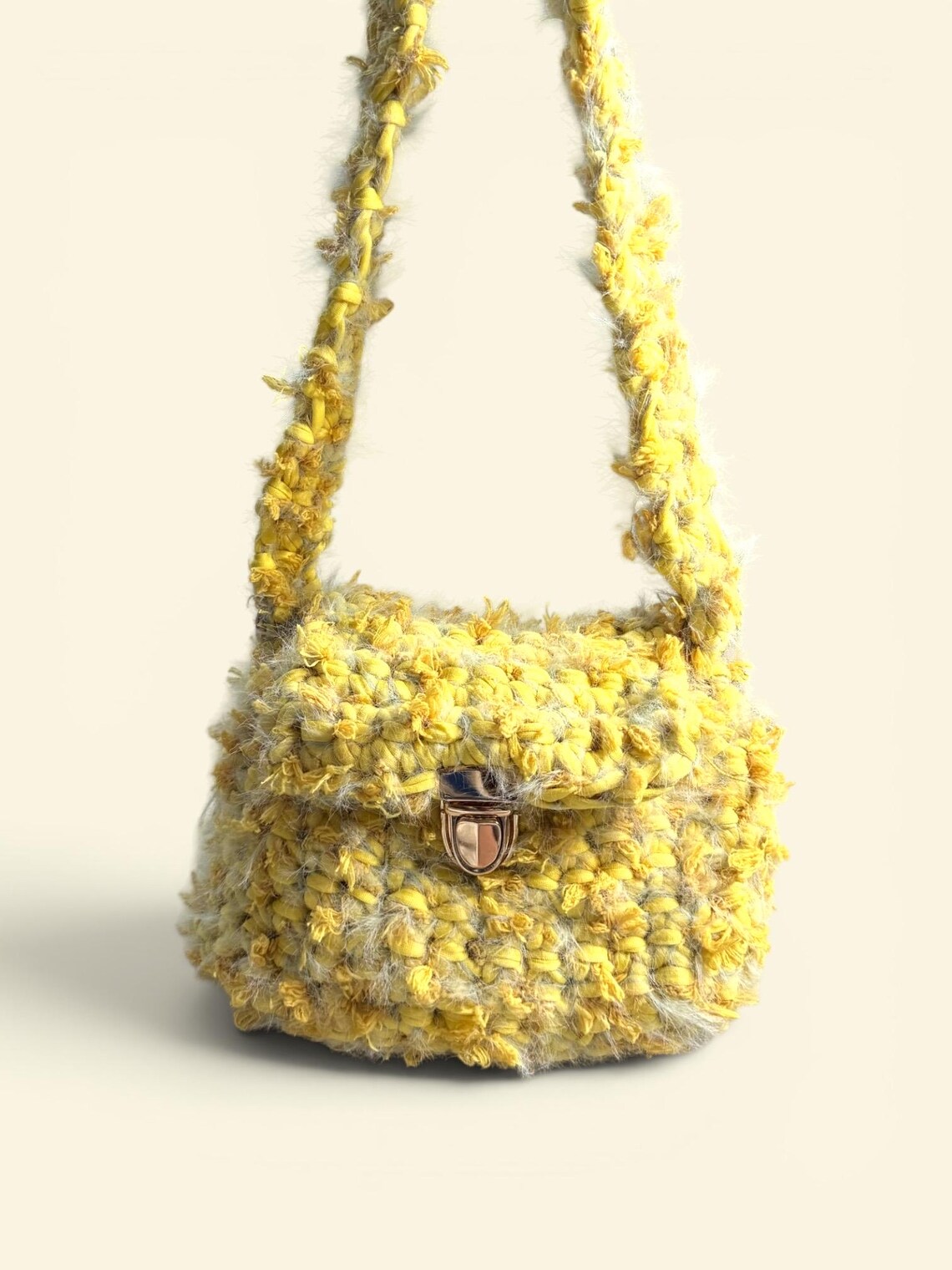 Fluffy Yellow Flower Bag, detail view