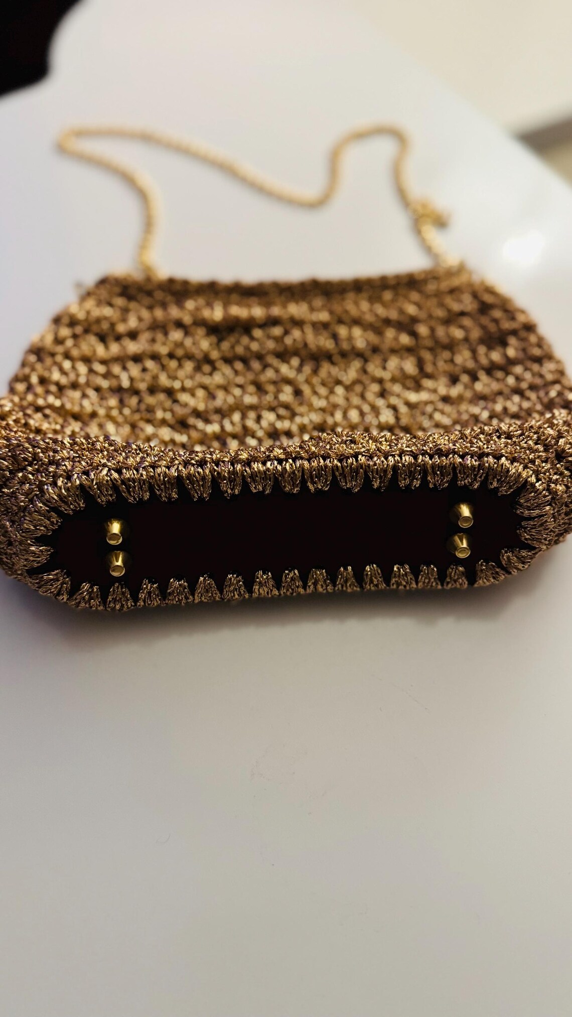 Gold evening bag, detail view