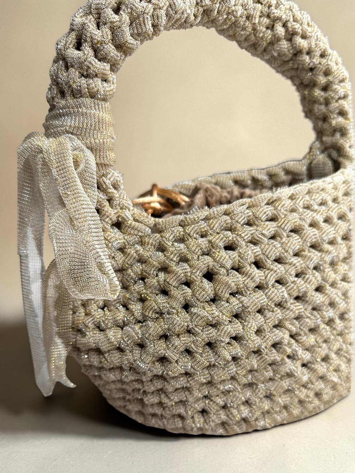 Gold Sparkly Summer Bag, side view