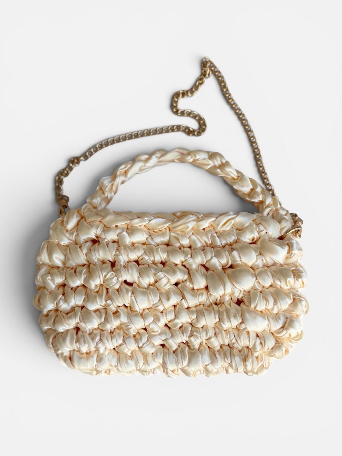 Ivory Satin Bridal Purse, side view