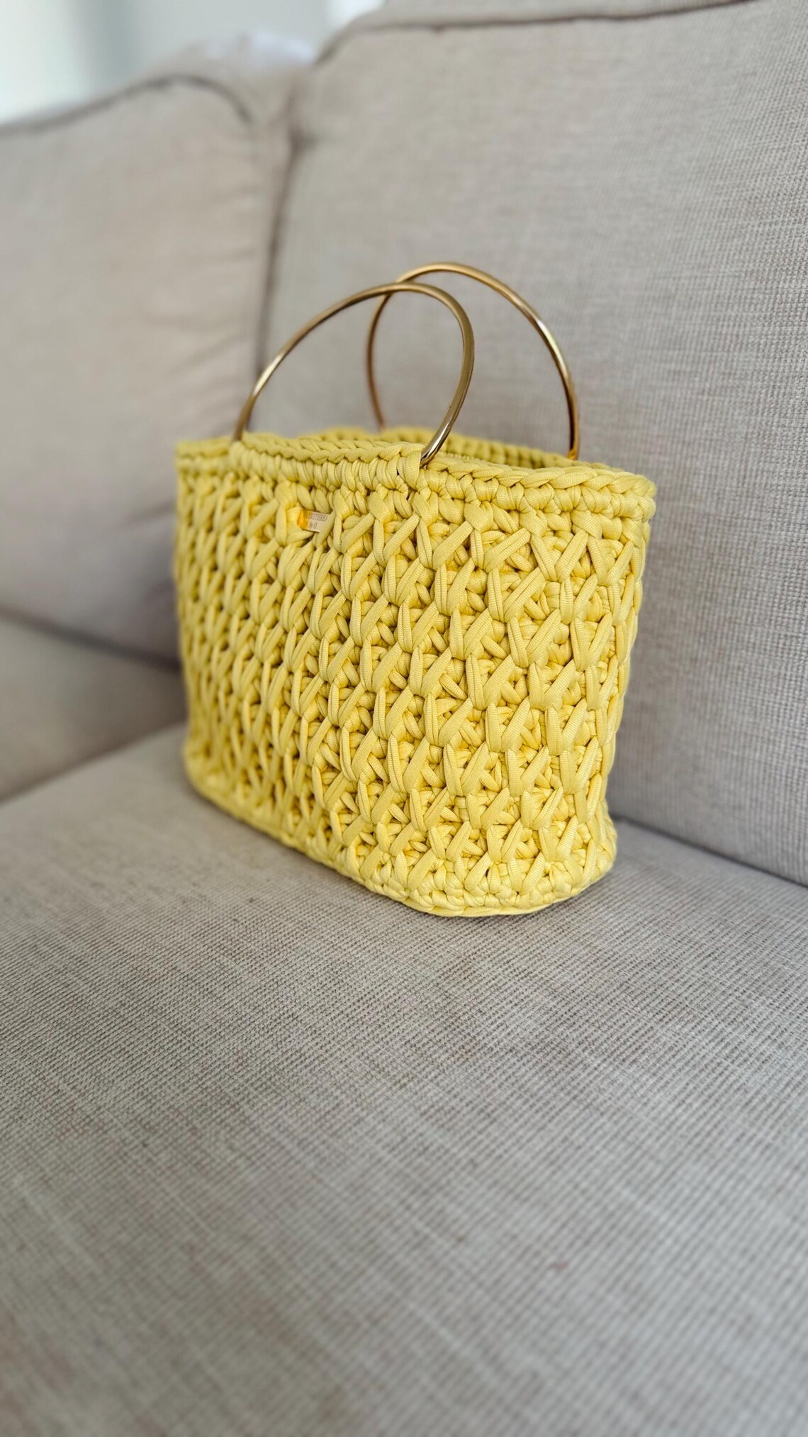 Lemon Yellow Tote, side view