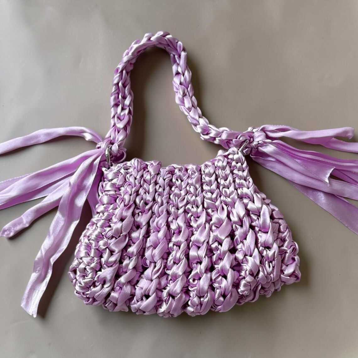 Lilac Satin Micro Clutch, side view