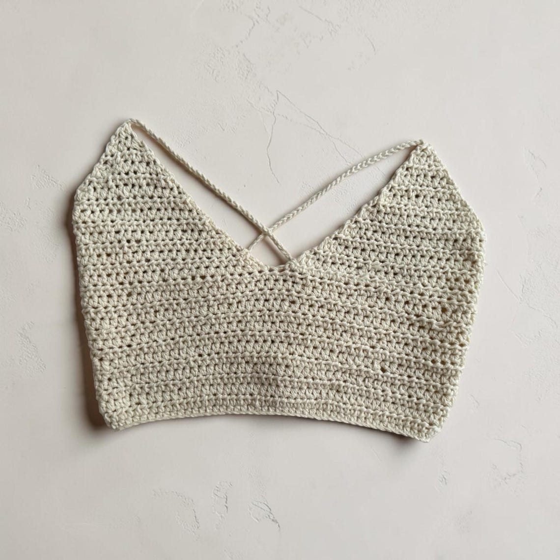 Off-white handmade 100% cotton crochet bralette crop top