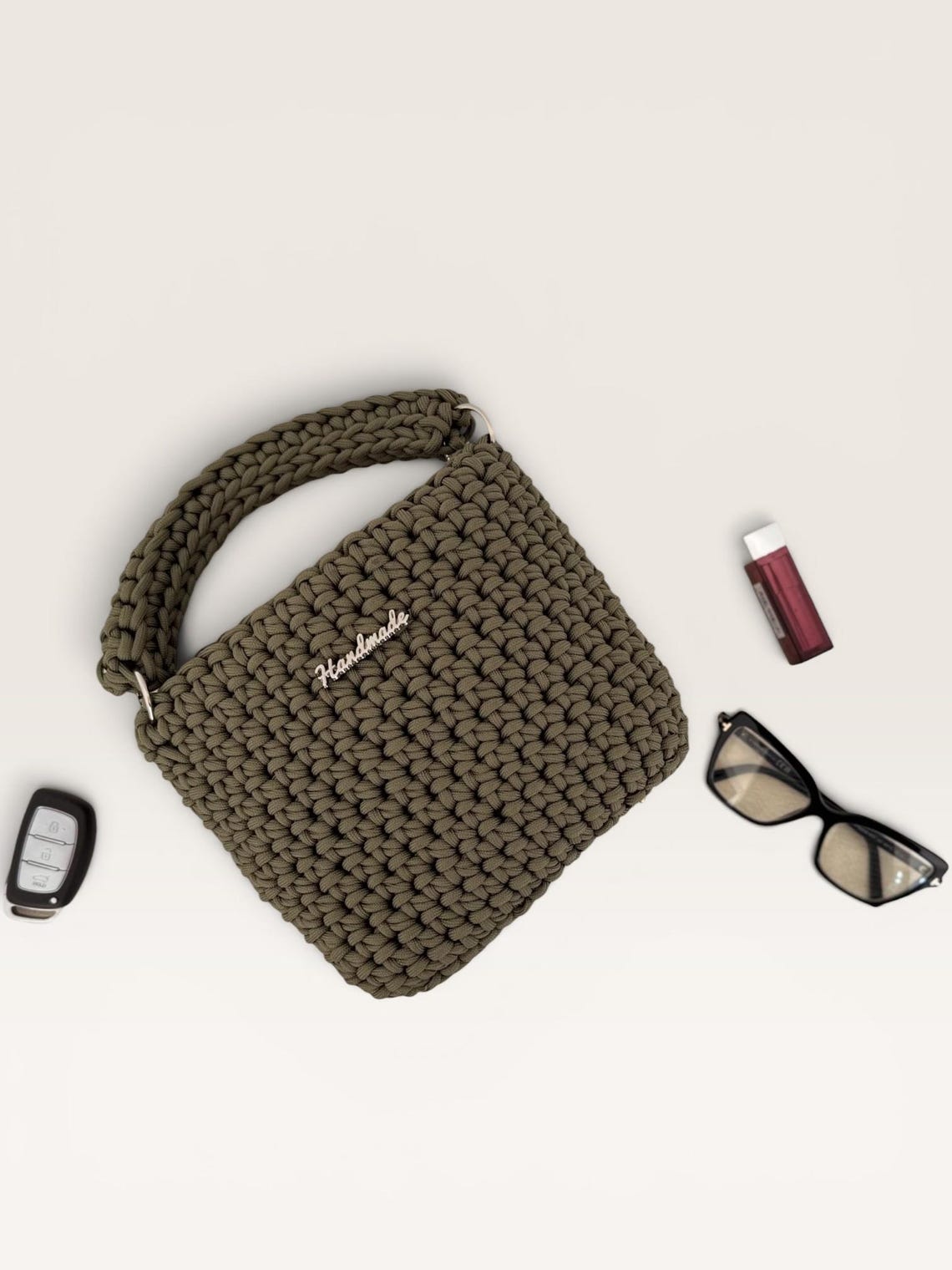 Olive Green Structured Mini Bag, side view