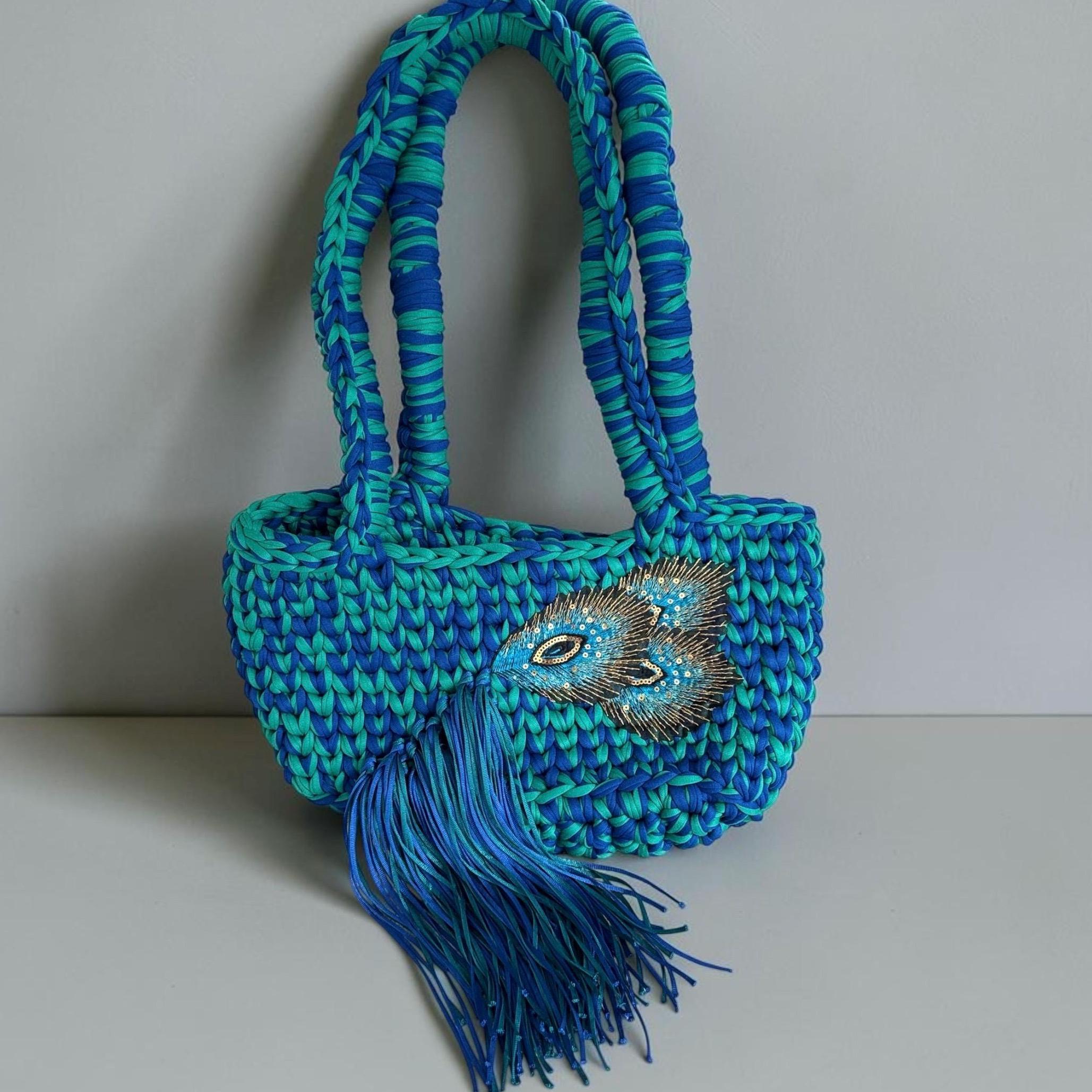 Peacock Appliqué Shoulder Bag, front view