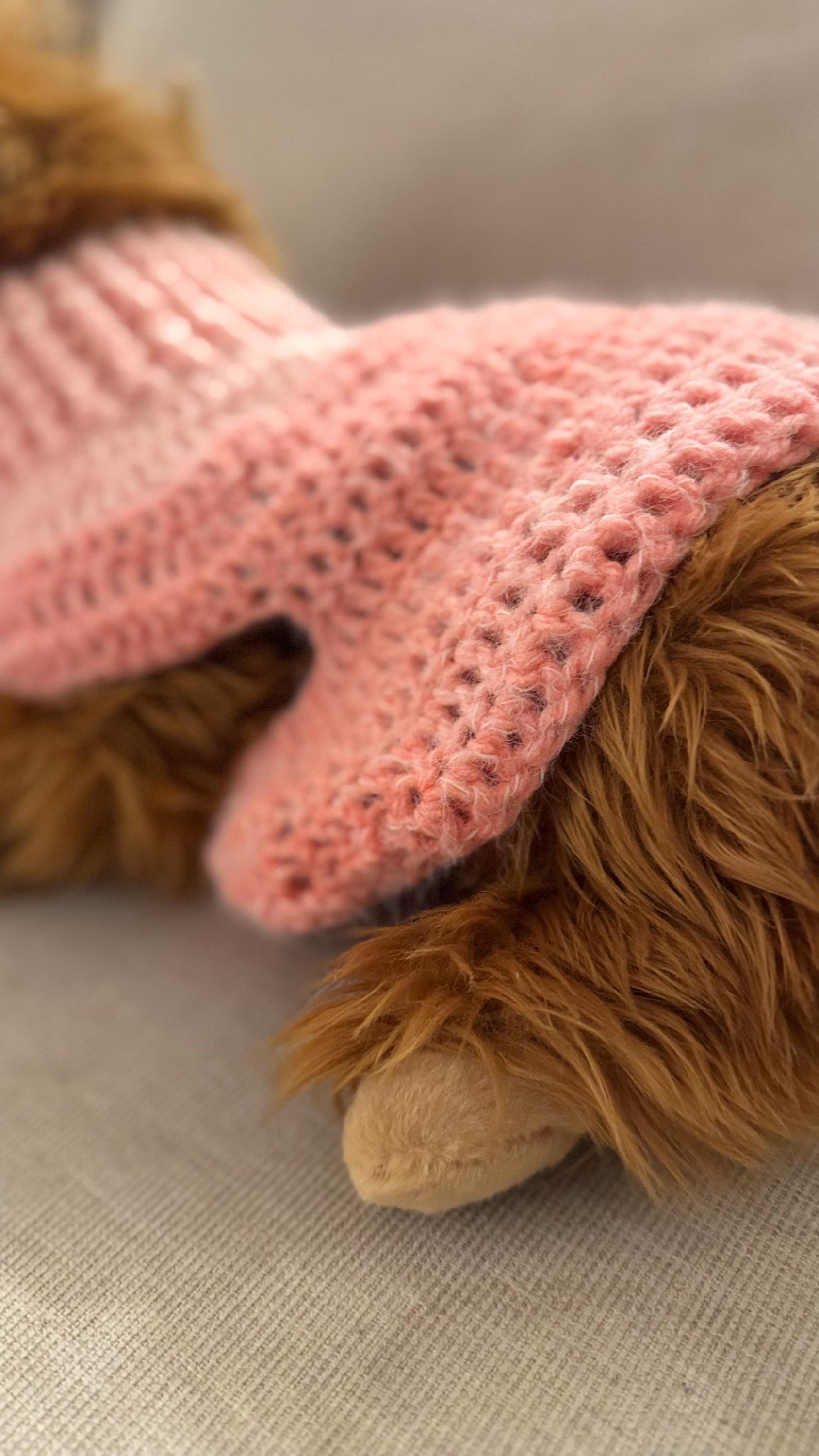 Pink Crochet Dog Sweater, styled view