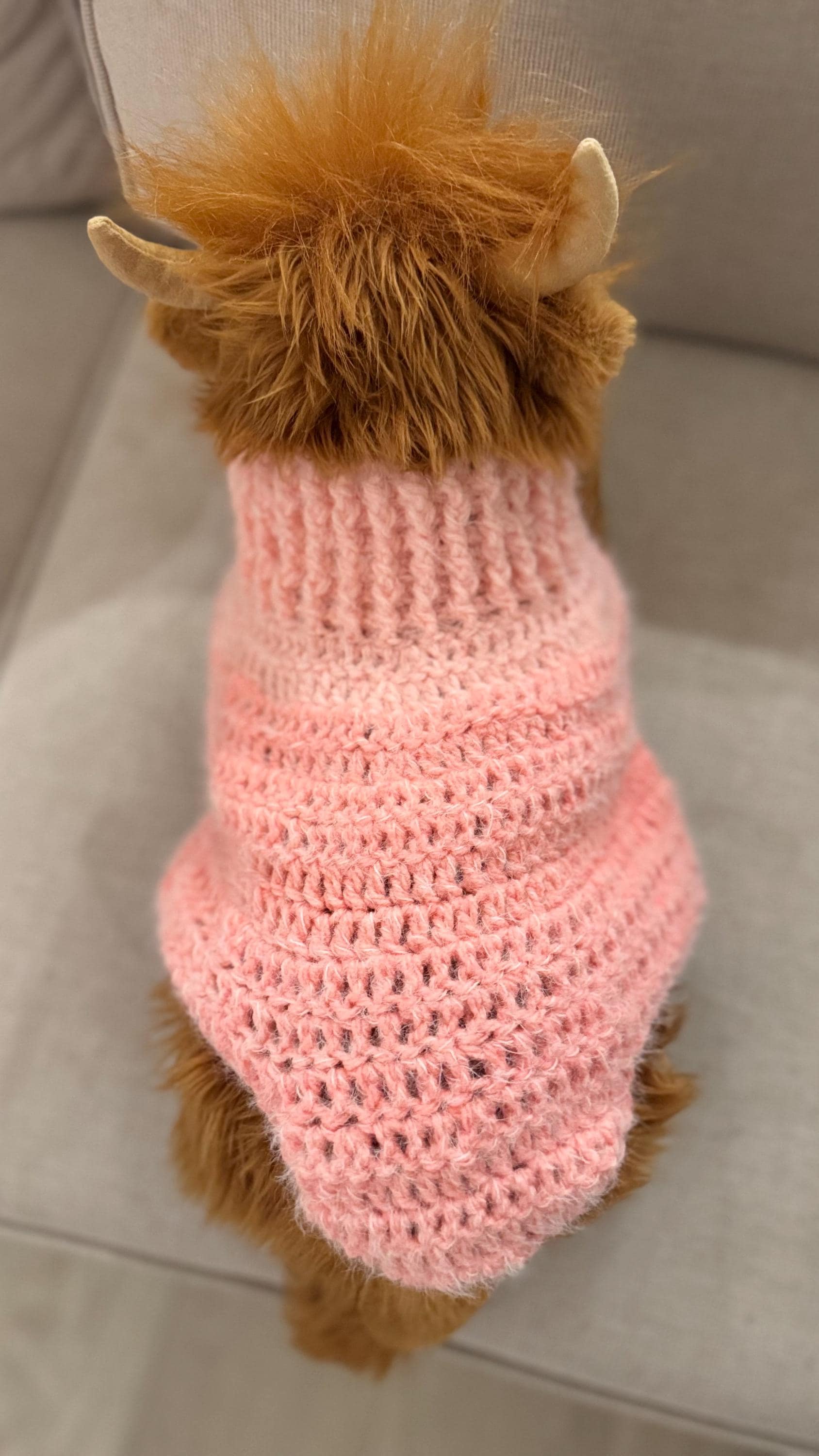 Pink handmade crochet dog sweater