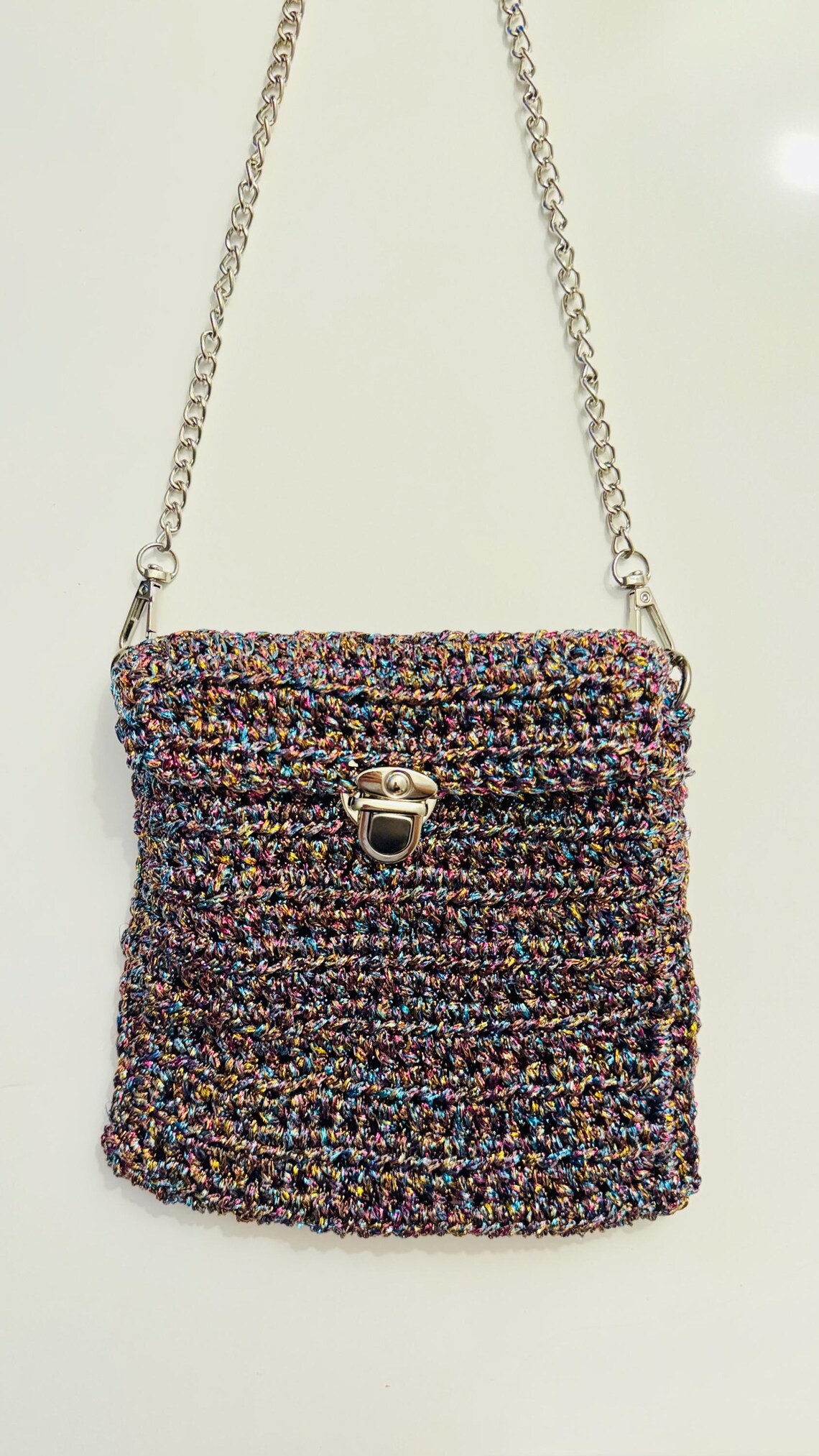 Rainbow Metallic Crossbody, detail view