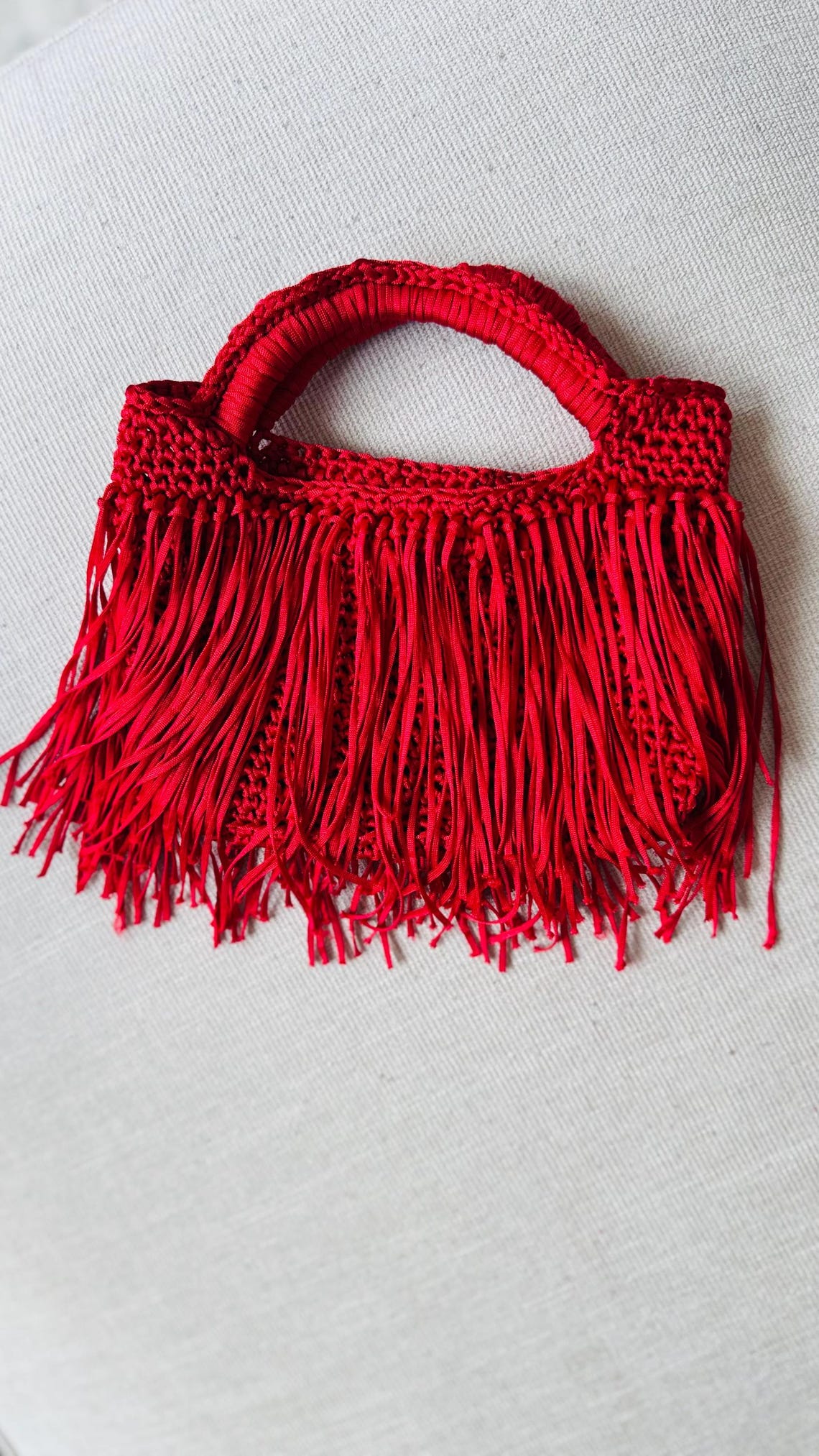 Red Fringe Mini Bag, detail view