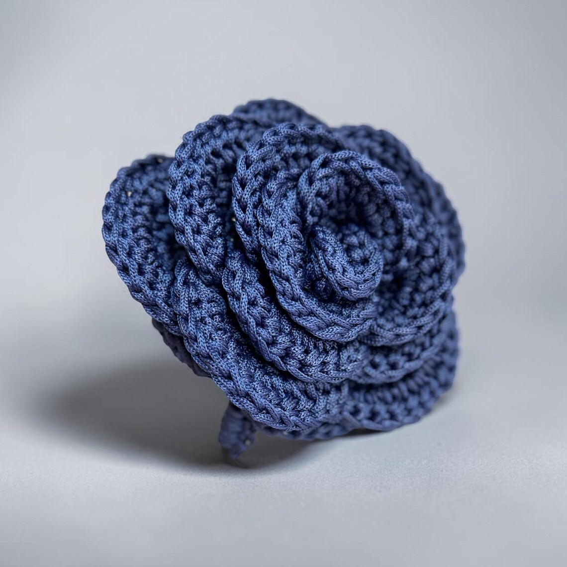 Crochet rose fascinator headband with dimensional floral petals