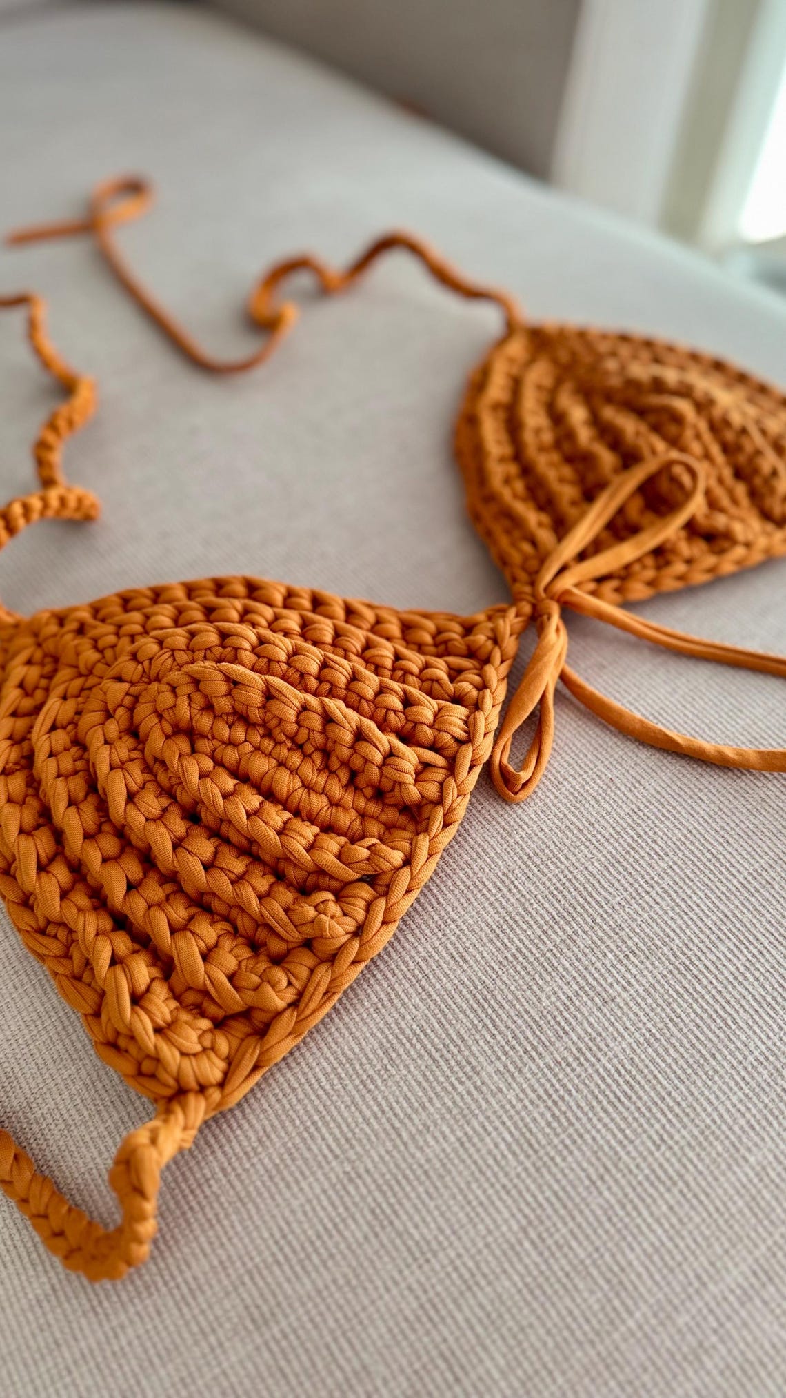 Turmeric Bikini Top, detail view