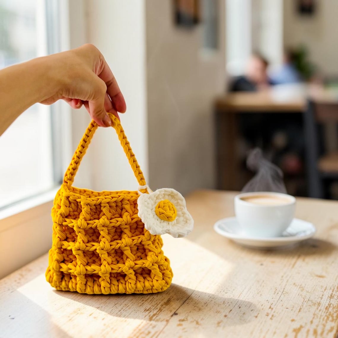 Waffle bag, charm detail