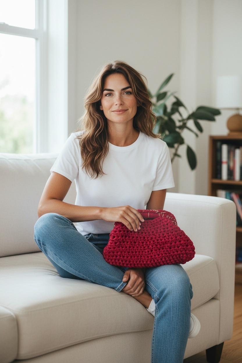 Wine Red Fermoir Clutch, handle detail