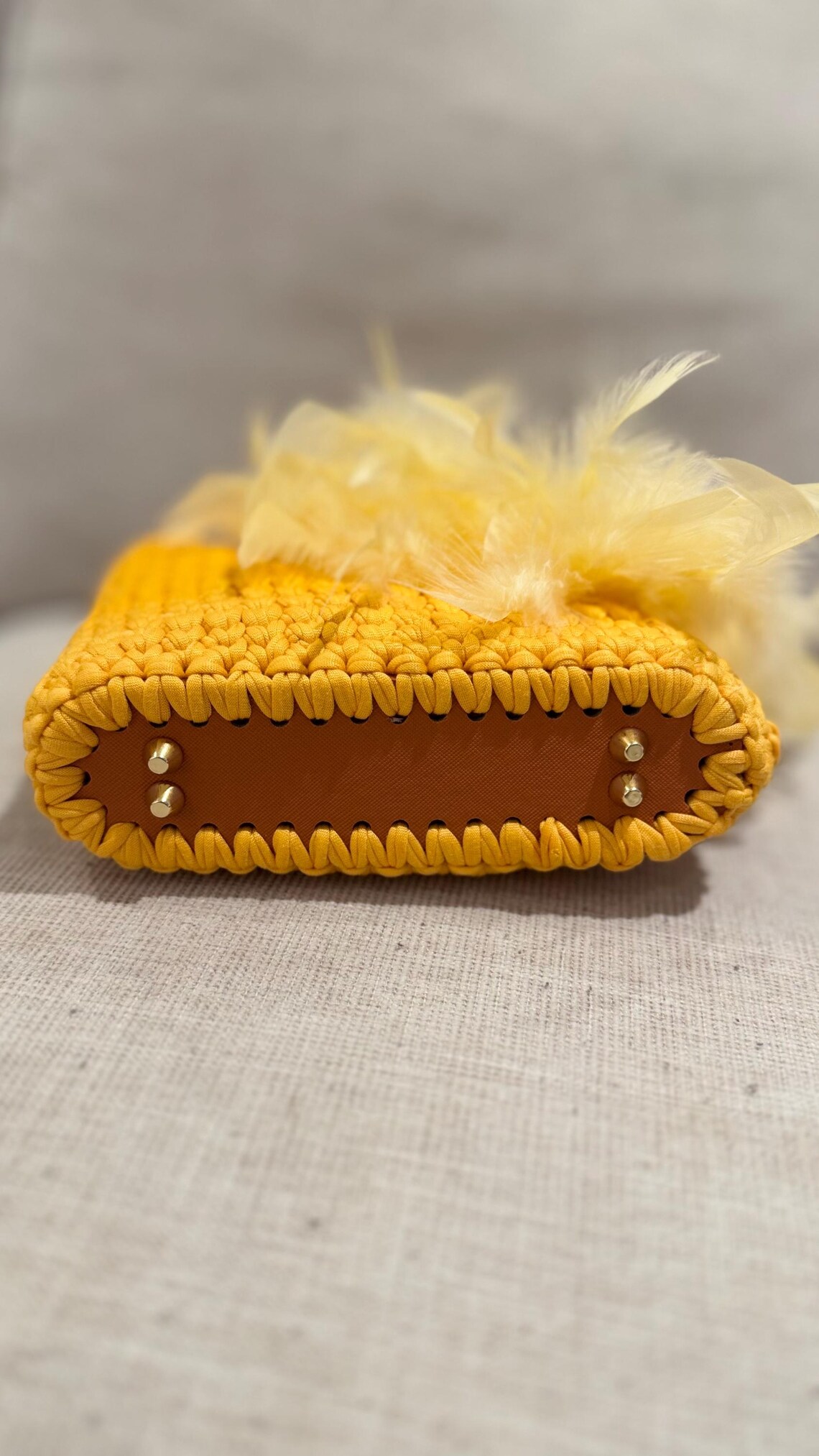 Yellow Feather Purse, detail view